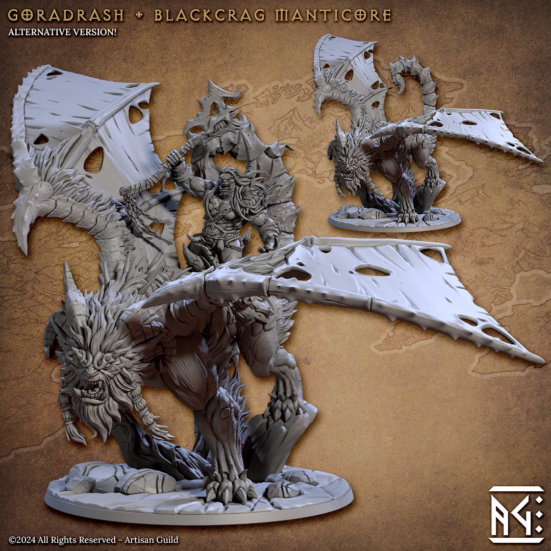 Orc Barbarian on Manticore - Artisan Guild - Dungeons and Dragon