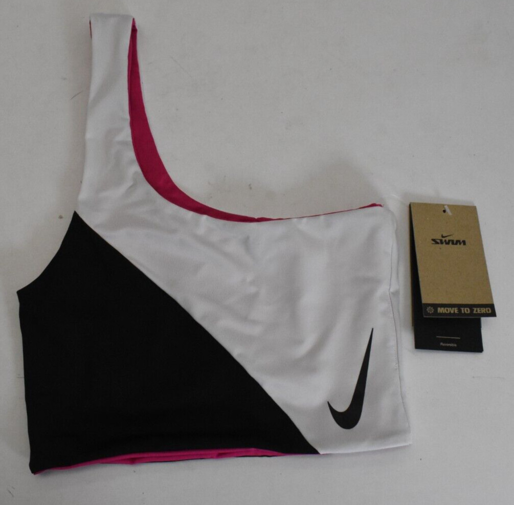 Nike Women's Color Block 3-in-1 Reversible Bikini Top Black Pink White M $41