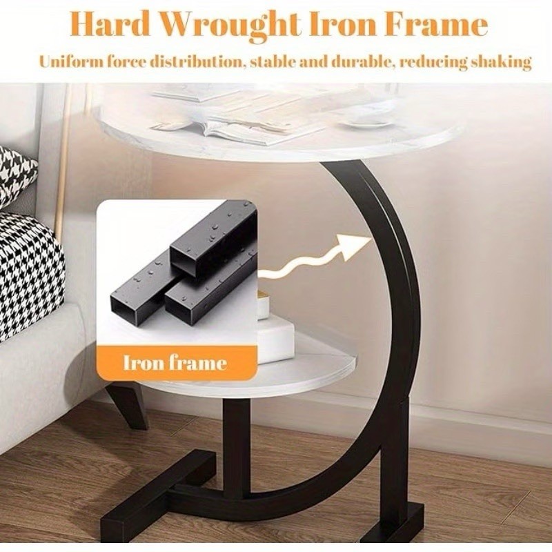 Minimalist White Wrought Iron Side Table – Sofa End Table & Coffee Table Combo