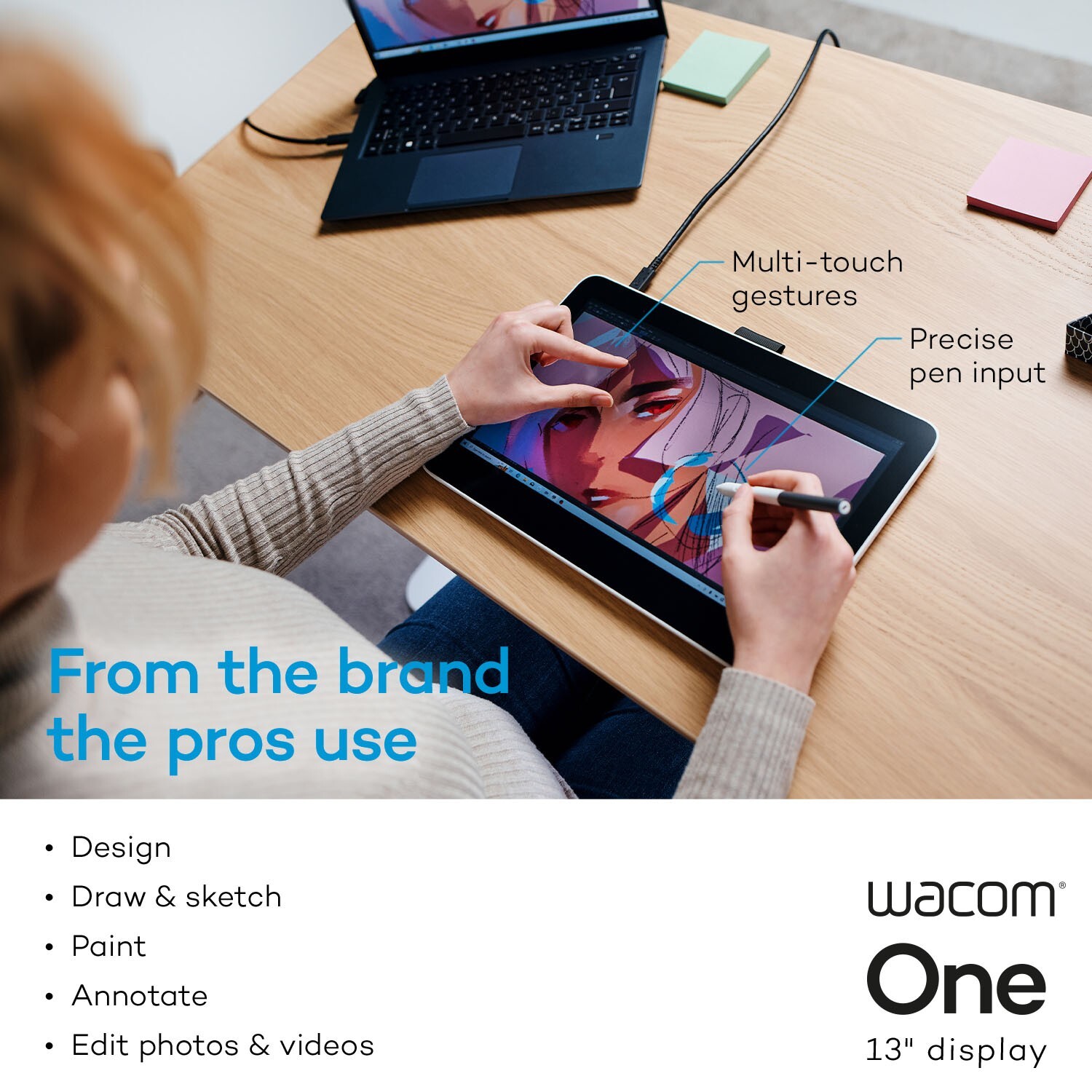 Wacom One 13 Drawing Tablet with Screen, Touchscreen, Certified Refurbished