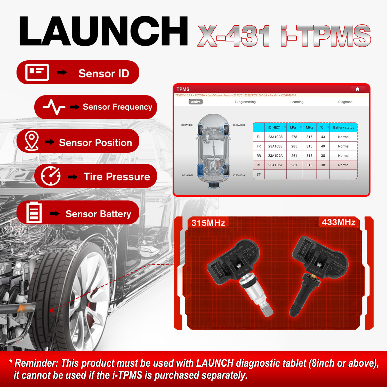 Launch X-431 i-TPMS TPMS Tire Pressure Detector Car Programmer TPMS Sensor Tool