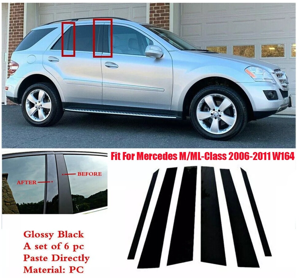6 Pcs/Set For Mercedes Benz ML350/ML500/ML550 W164 06-11 Window Pillar Post Trim
