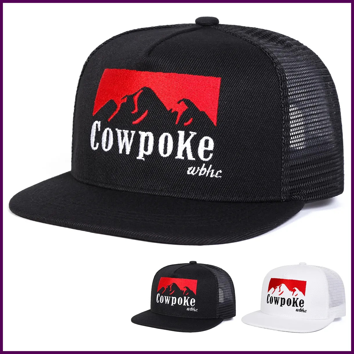 Unisex COWPOKE Letter Embroidery Hip-hop Net Hats Spring Summer Outdoor