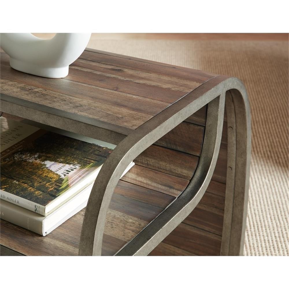 Bowery Hill Modern / Contemporary Open Ended Metal End Table in Brown