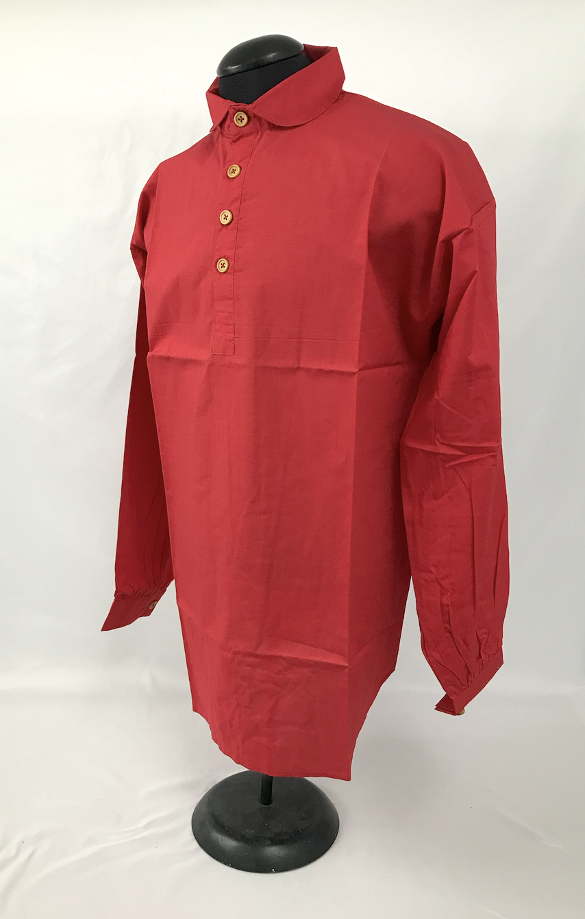 Red Shirt - 4 Button Closure - Reenactment, Civil War, Rendezvous - Size Medium