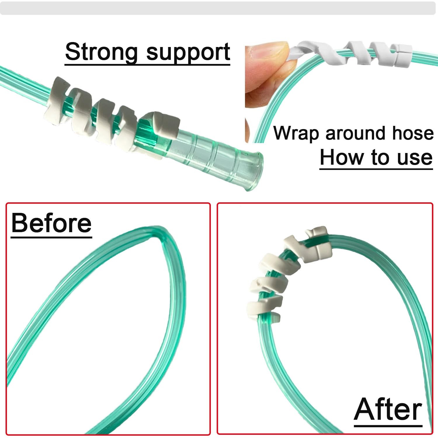 10 Pack Oxygen Tube Support Crimp Straighteners for Kink-Free Hoses