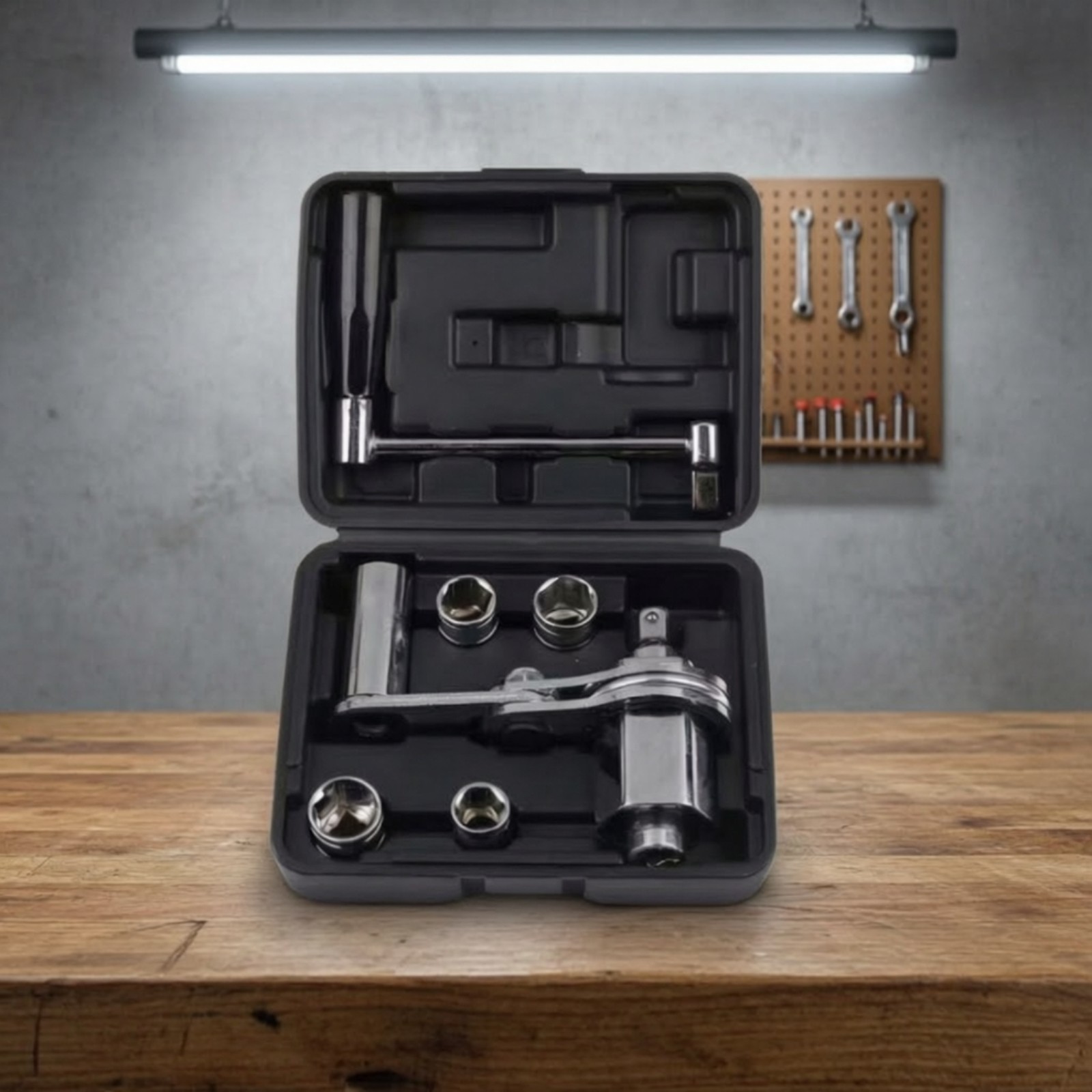 Wheel Wrench with Socket Adapters Portable Tire Changing Tool Compact for