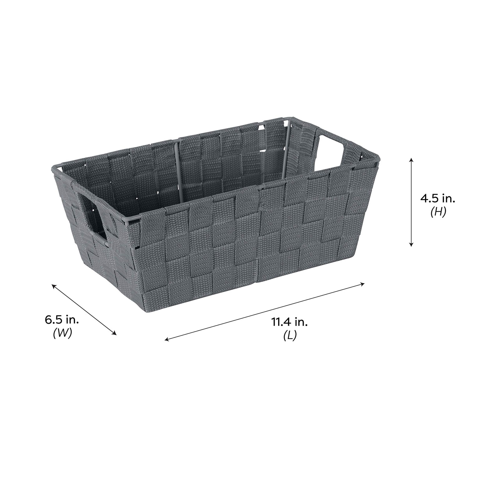 Simplify Small Shelf Woven Strap Tote | Decorative Storage Basket | Built in ...