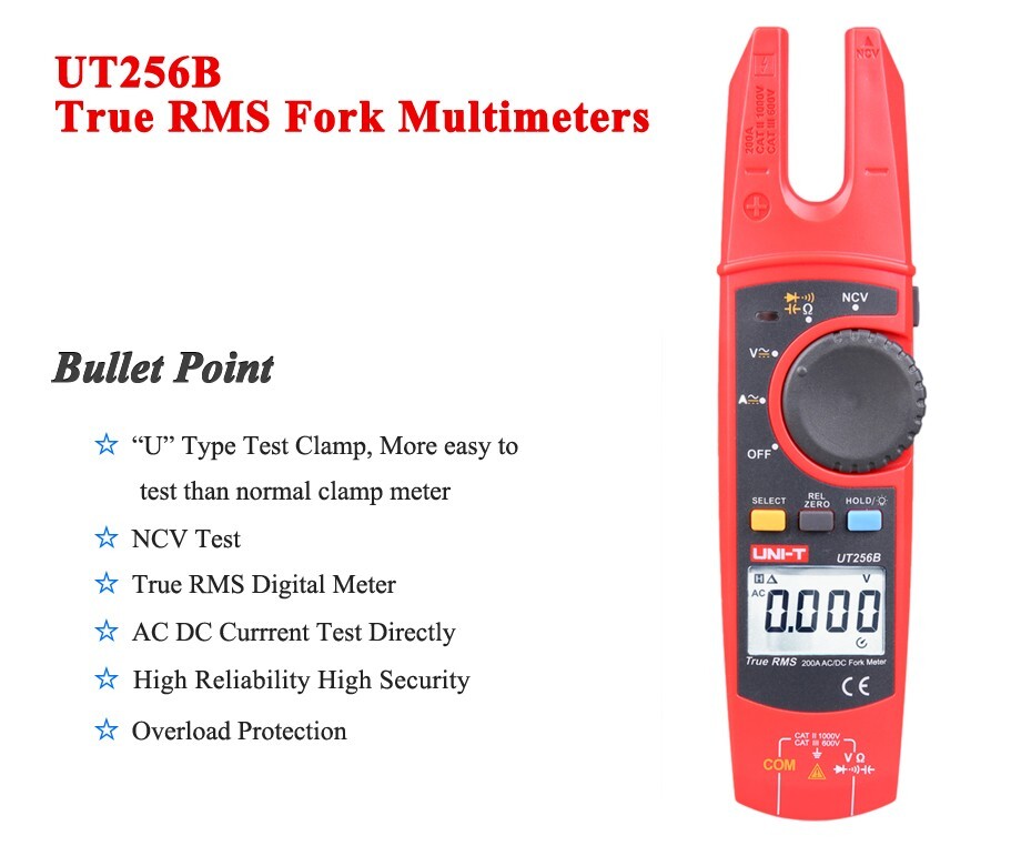 UT256B 200A Fork Clamp Meter Voltmeter DC Current Capacitance NCV Measurement