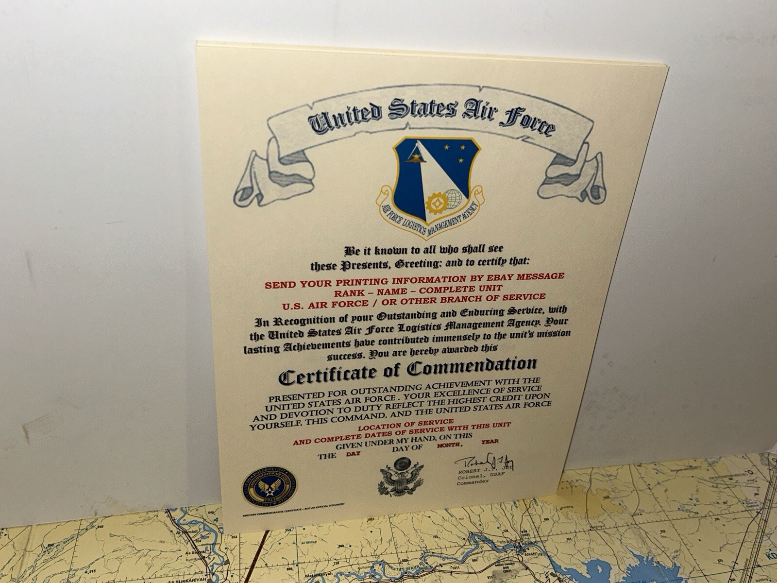U.S.A.F. / AIR FORCE LOGISTICS MANAGEMENT AGENCY - CERTIFICATE OF COMMENDATION