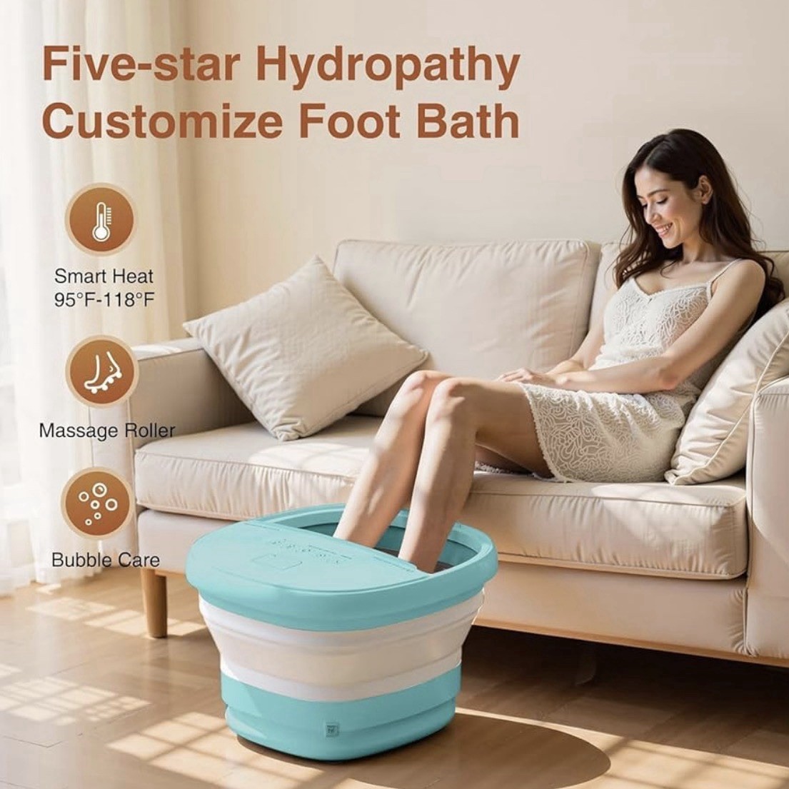 Foldable Electric Foot Bath Massager Blue Bubble Care Shiatsu (See Description)