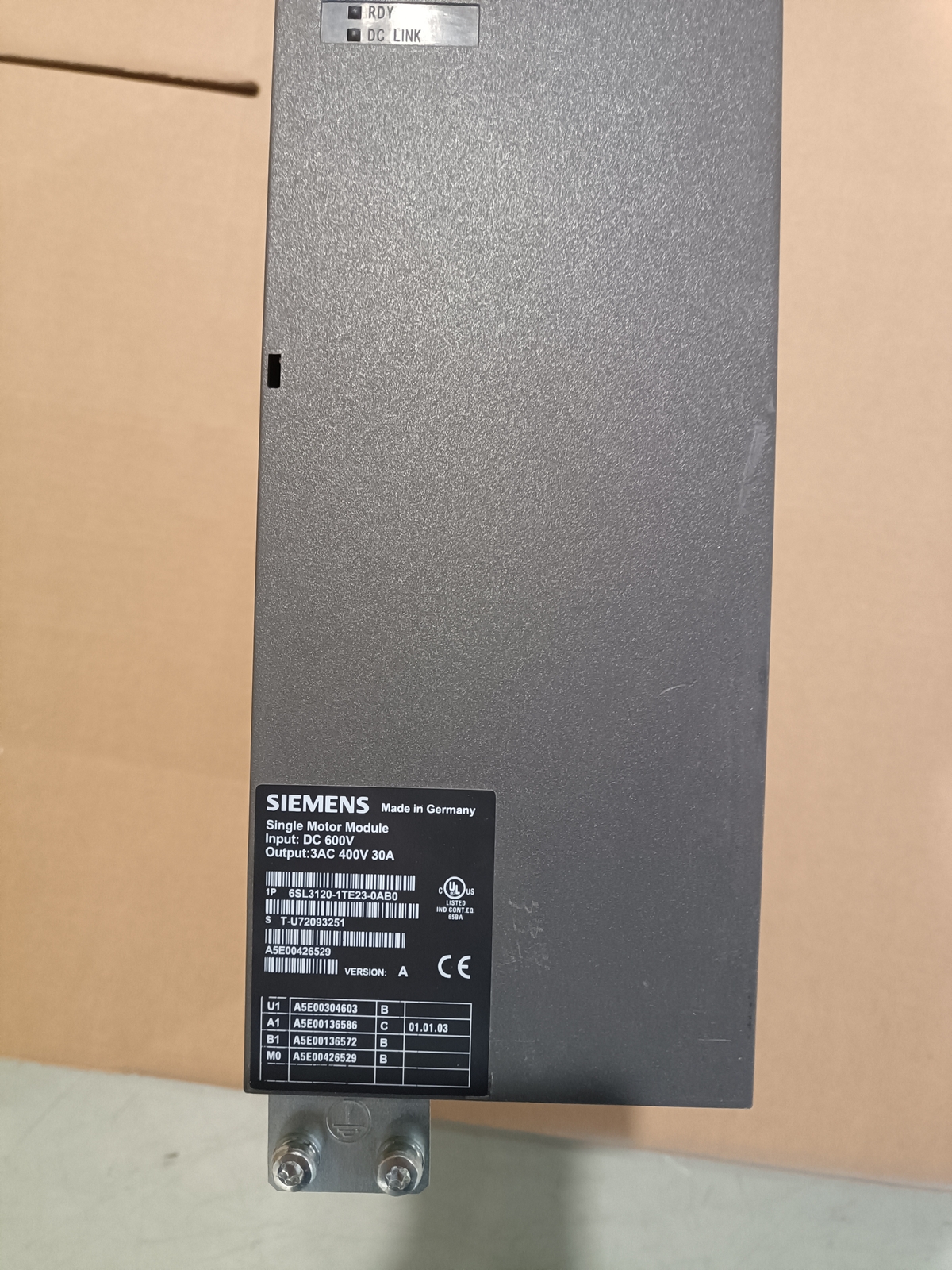 Tested okUsed Siemens6SL3120-1TE23-0AB0  Tested Good Fast Shipping via  DHL
