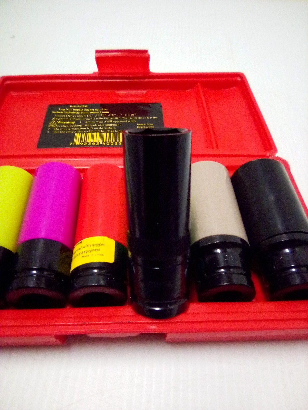 7 pc. Lugnut Service Set with Chrome Protecting Plastic Sleeves, 1/2 Impact
