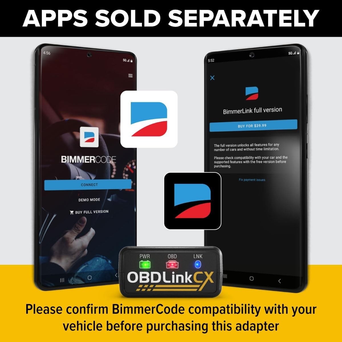 OBD2 Adapter BMW Mini Bimmercode Bluetooth Scanner iOS Android Car Coding Tool