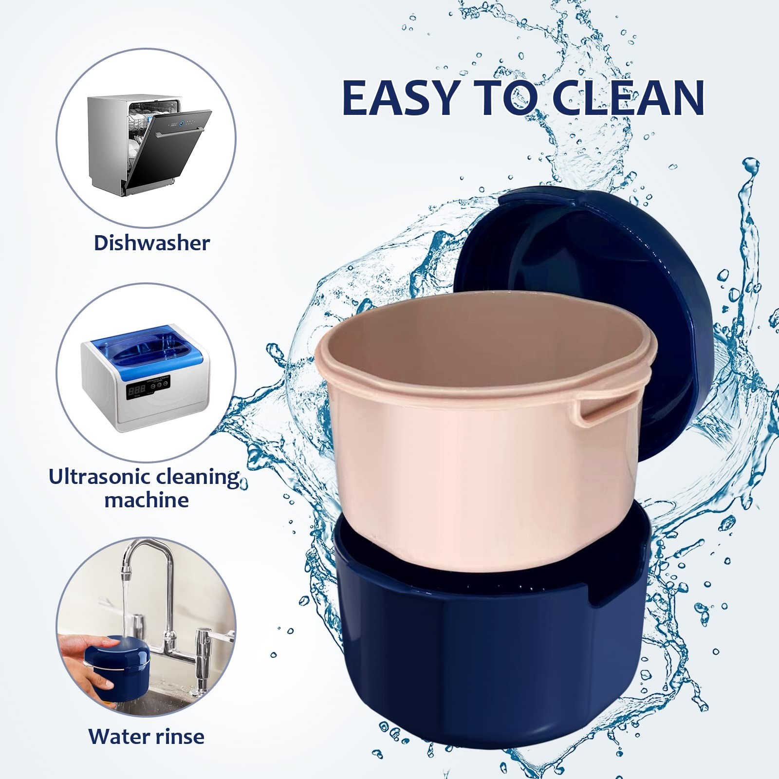 Denture Cup, Denture Bath, Denture Cups for Soaking Dentures, Denture Case wi...