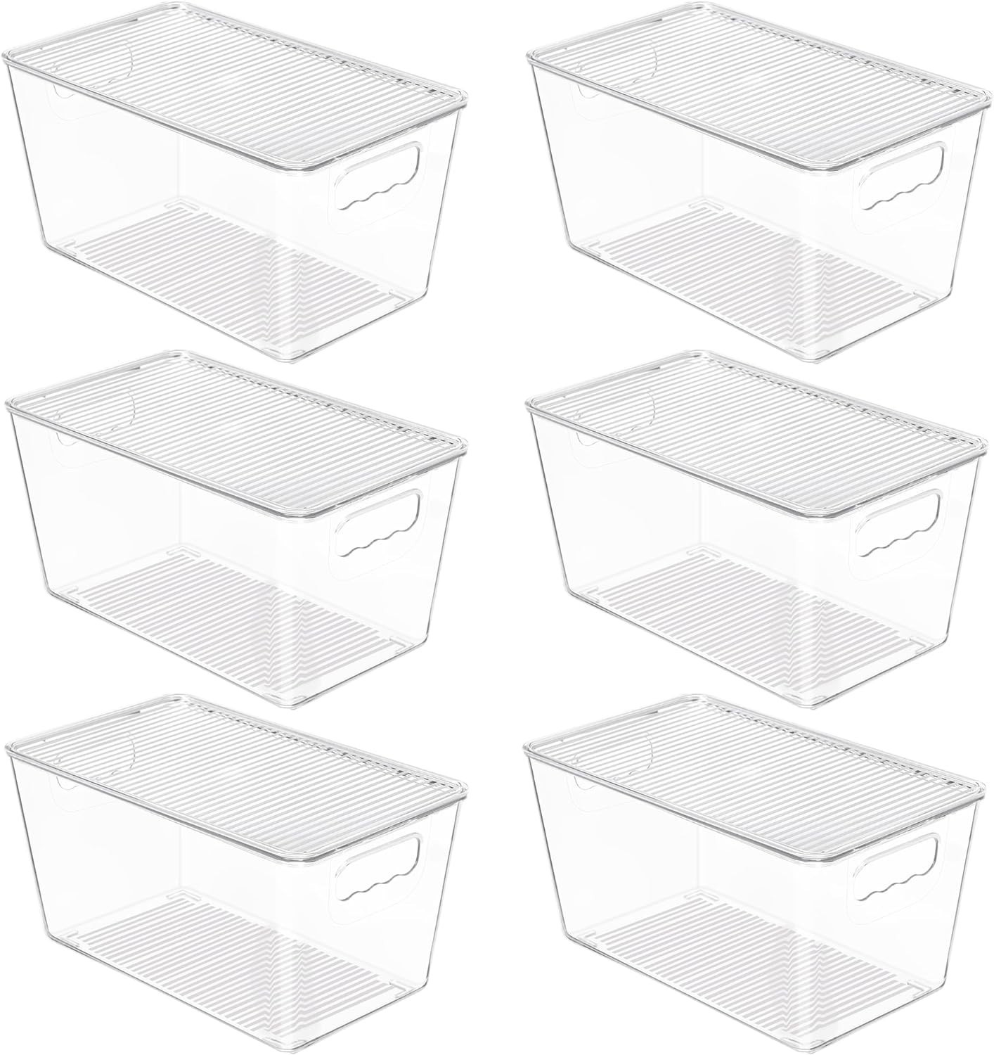 Transparent Medium Storage Bins Set | Stackable, Ideal for Kitchen & Bathroom