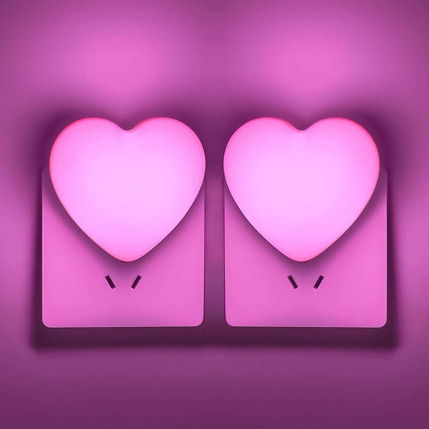 Cute LED Night Lights with Auto Sensor, 2-Pack Pink for Kids' Rooms