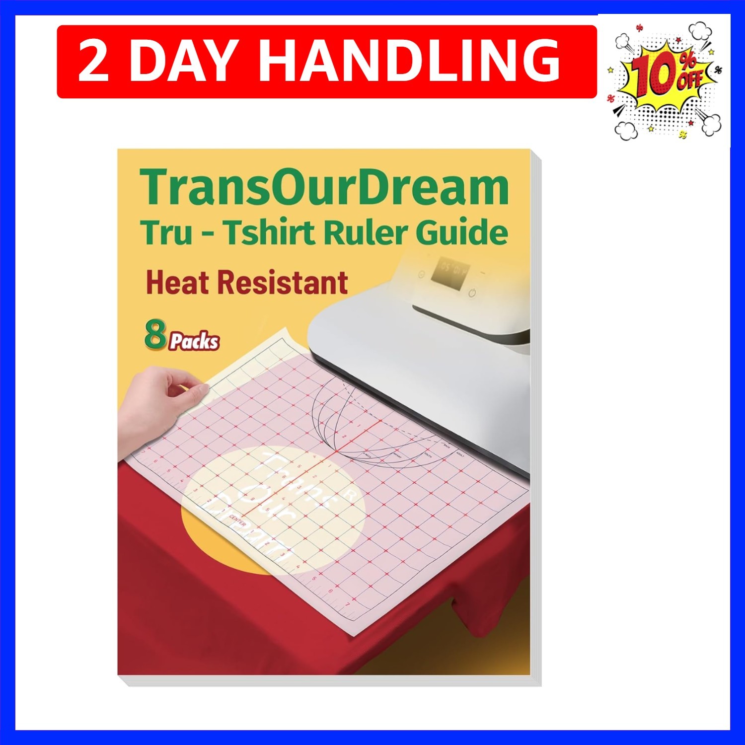 8-Pack Heat Resistant Paper Tshirt Ruler Guide, 16'' Translucent Special/V-ne...