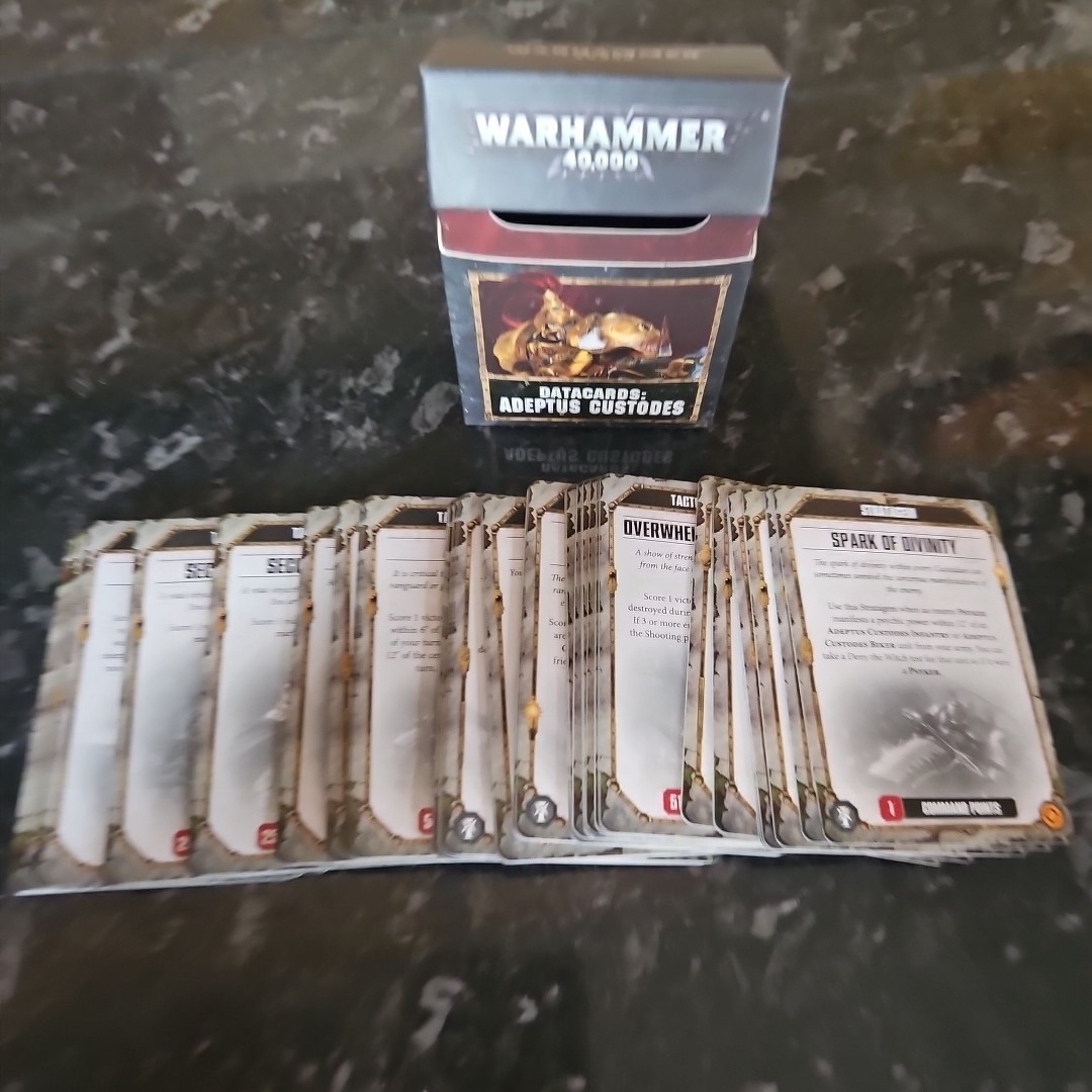 Warhammer 40k 40,000 Hames Workshop Datacards Adeptus Custodes VGC