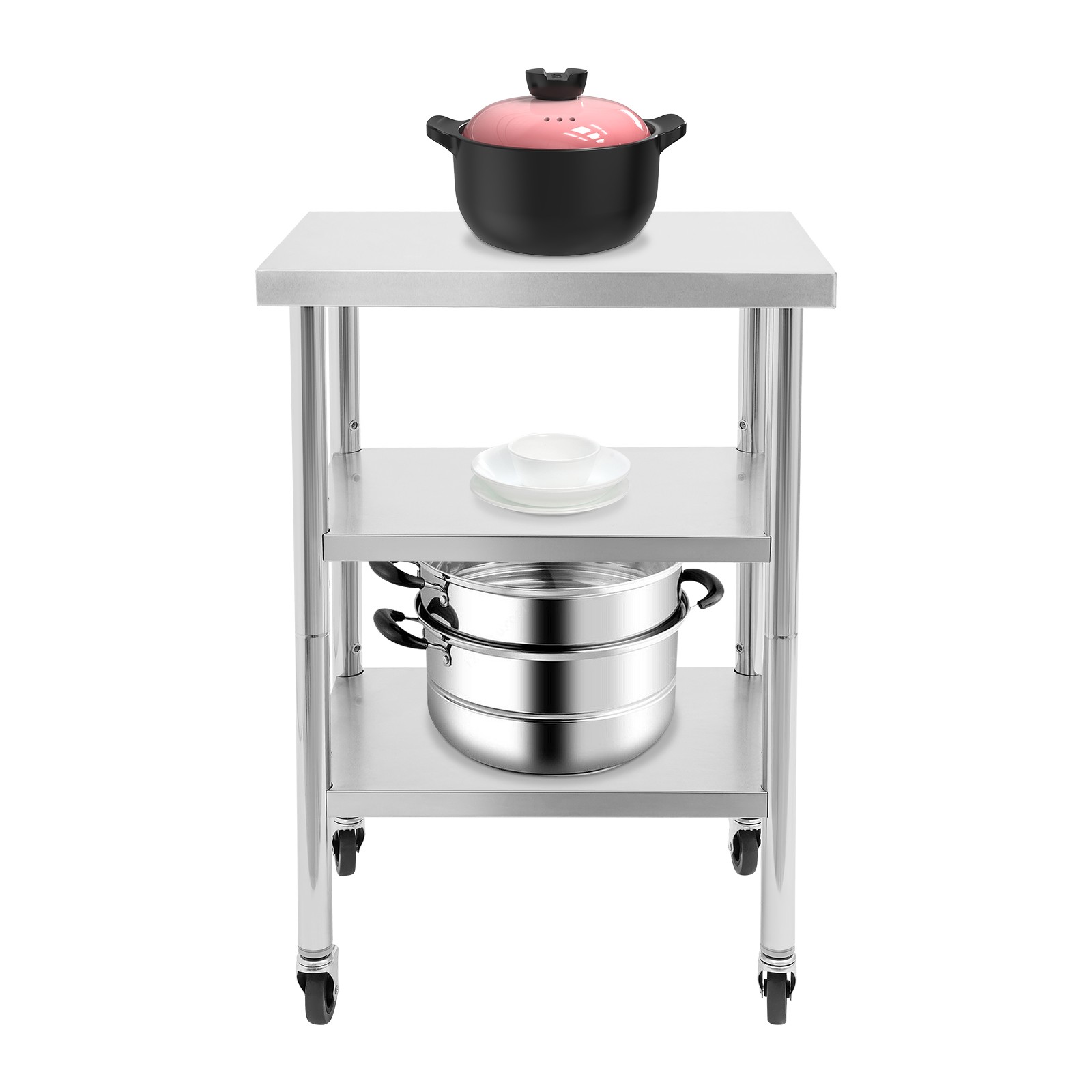 Work Table Commercial Work Table with Adjustable Under Shelves 3-Tier Work Table