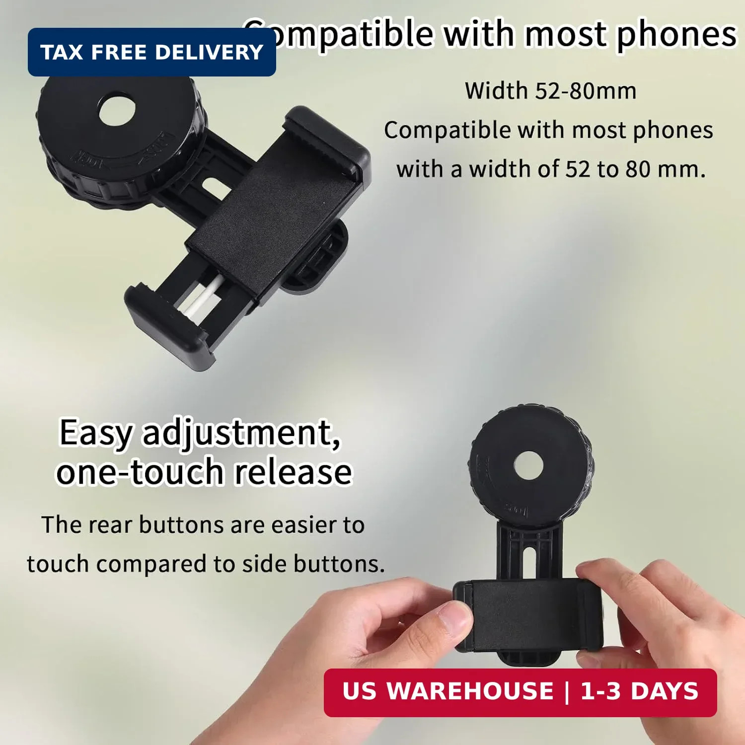 Universal Binocular Phone Adapter, 360°Rotatable Telescope Microscope Phone Moun