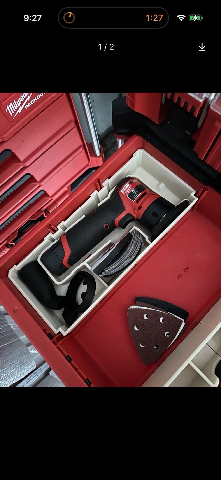 Milwaukee M12 Detail Sander 3 Drawer Insert - Packout Organizer for M12 FDSS