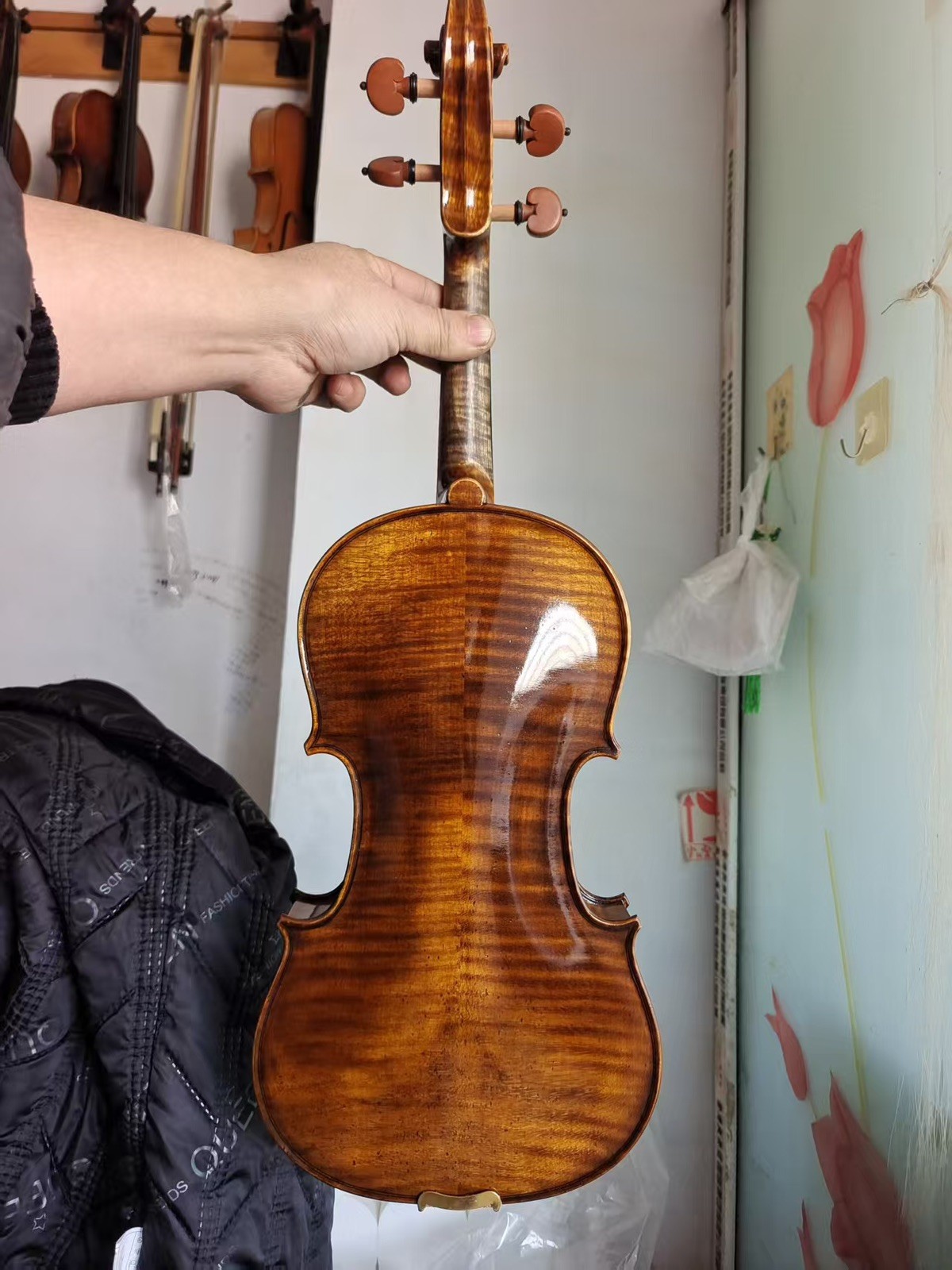 4/4 violin Stradi model European flamed maple back spruce top hand carved C2
