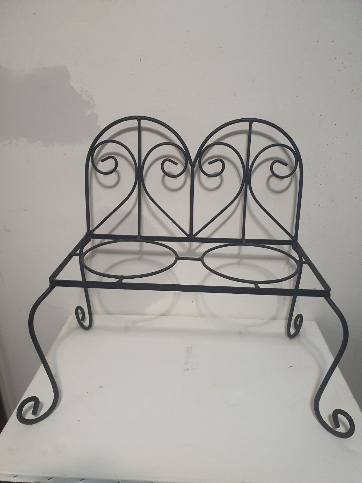 Plant Stand Chair Type Indoor Outdoor Garden Cast Metal Holding Round Plants