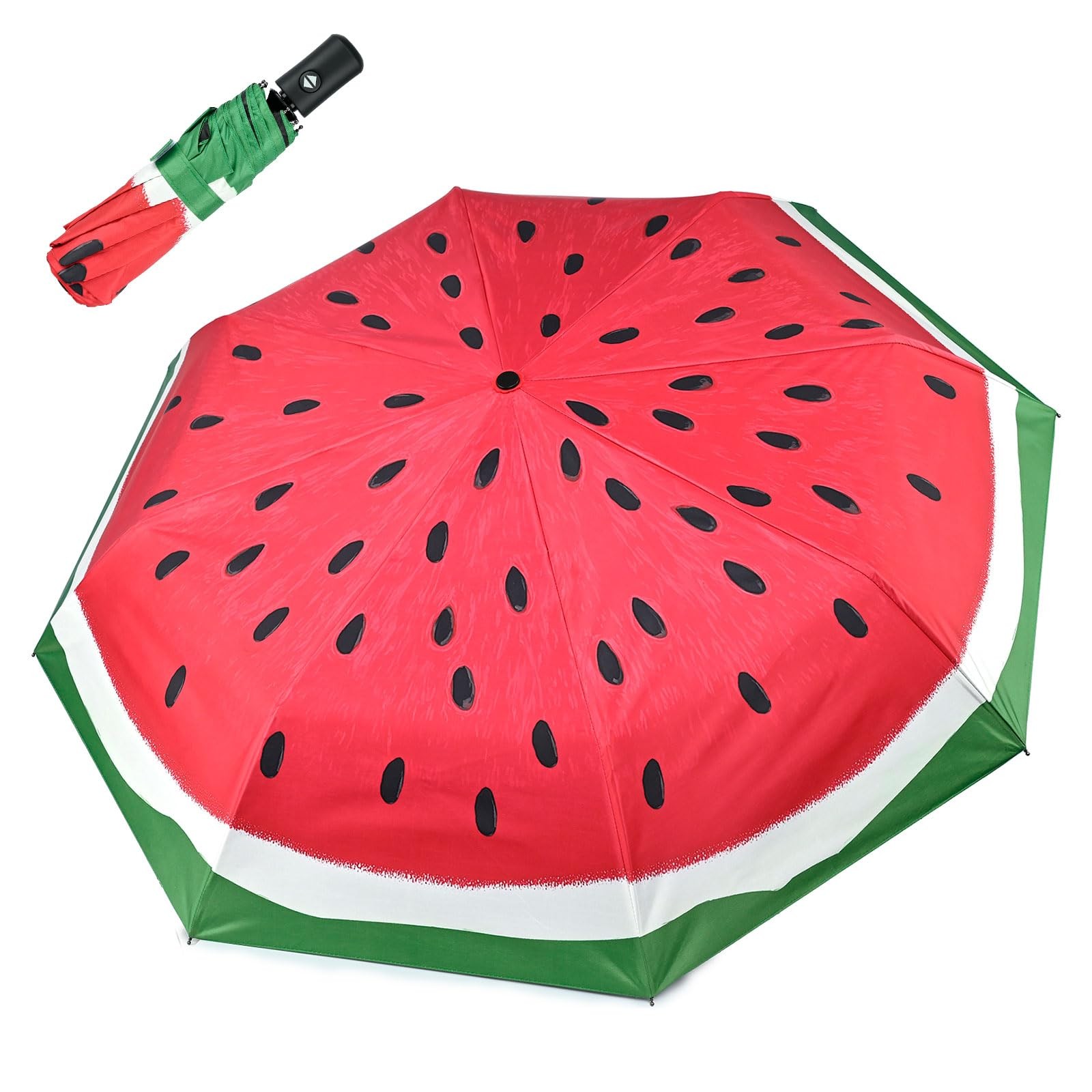 Watermelon Windproof Travel Umbrella Folding Compact Automatic Umbrellas for ...