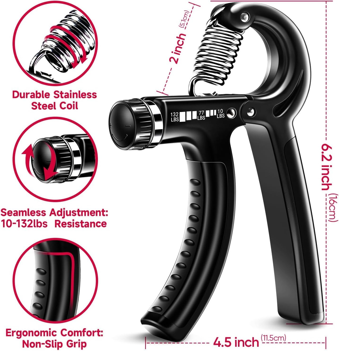 Adjustable Grip Strengthener Kit - 5 Essential Tools for Training