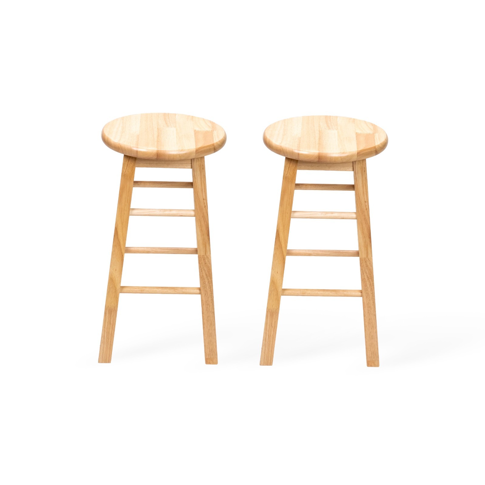 24 Inch Round Bar Stool Counter Height Wooden Seat Kitchen Stool