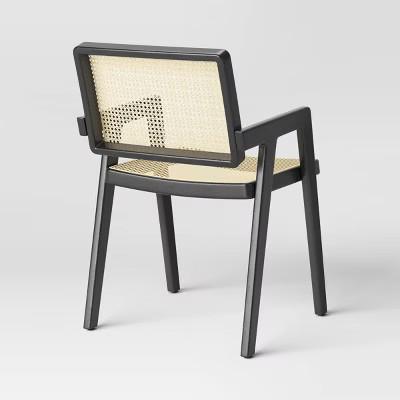 Wood Framed Woven Panel Dining Chair Black (FA) - Threshold