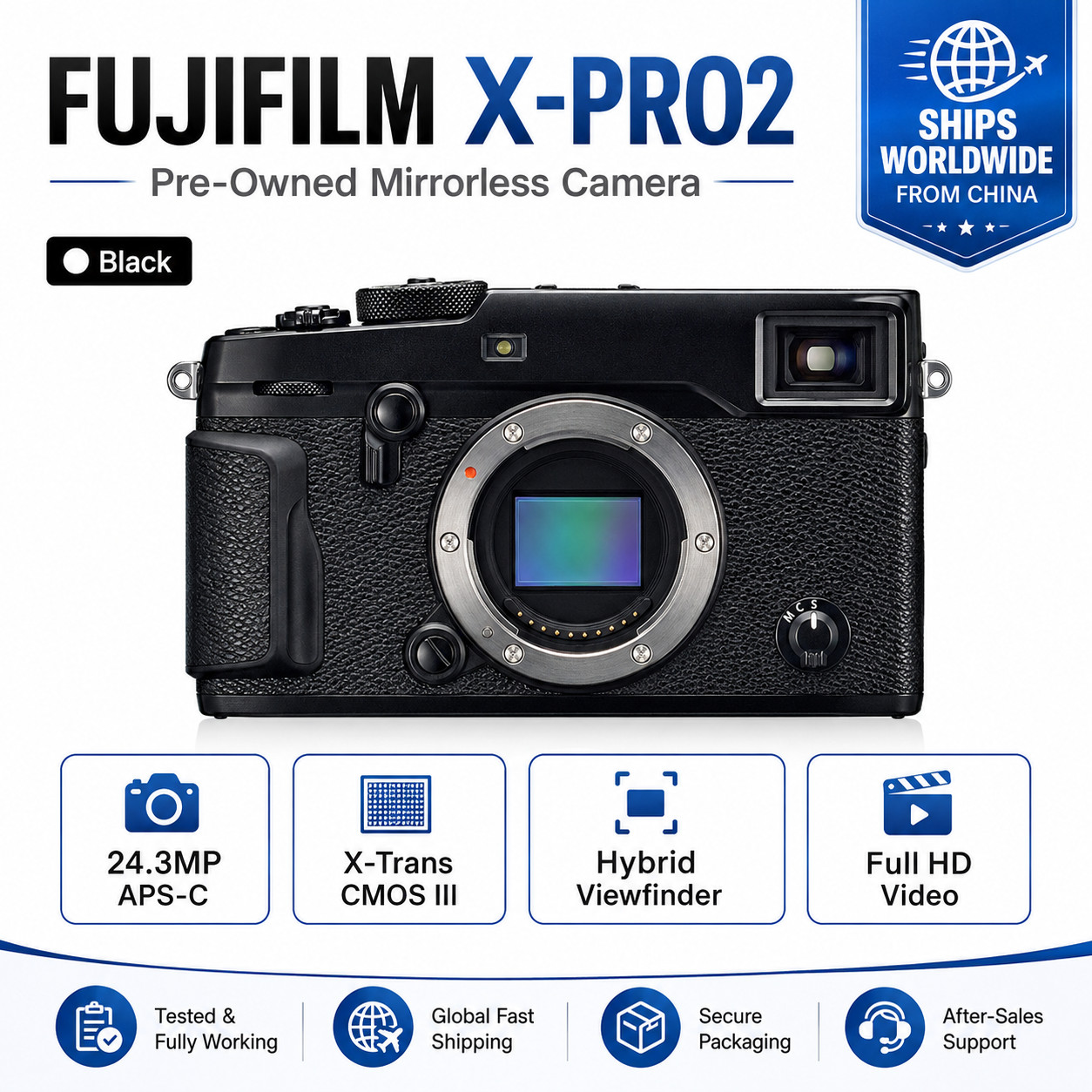 Fujifilm X-Pro2 24MP Mirrorless Digital Camera Black (Body Only) 85% New