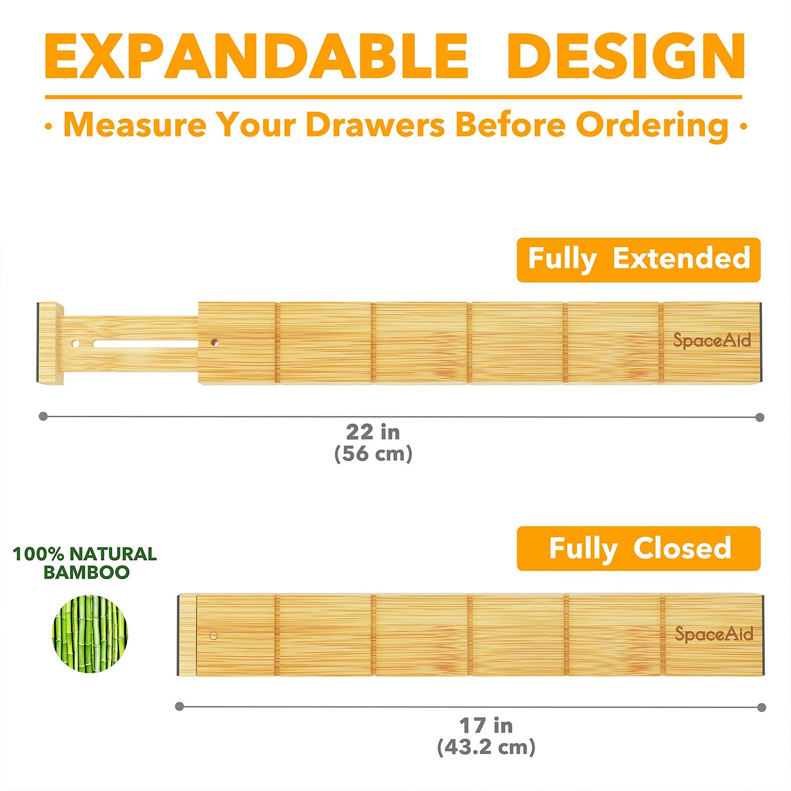 Best SpaceAid Bamboo Drawer Dividers with Inserts and Labels, Kitchen Adjustable