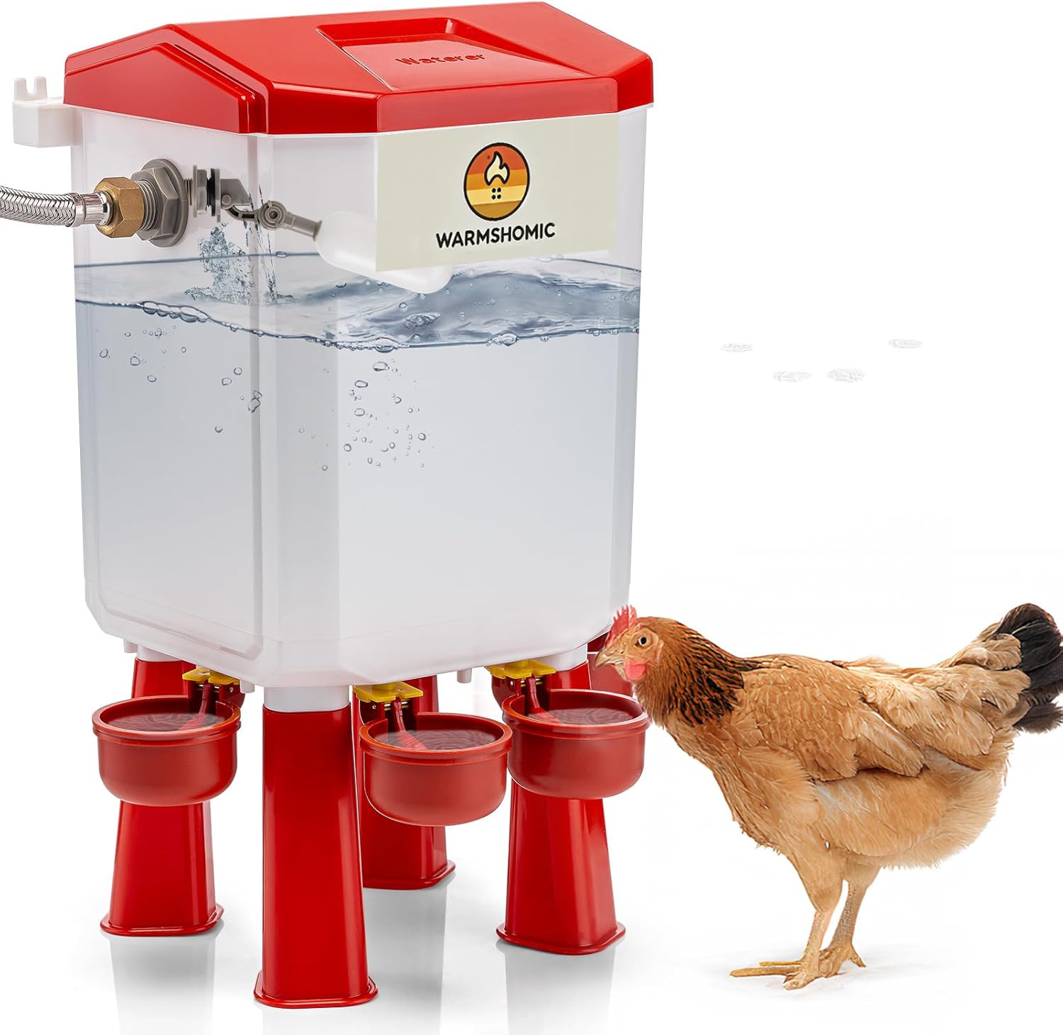 Automatic Chicken Waterer,Float-Controlled Large Watering System with Stainless