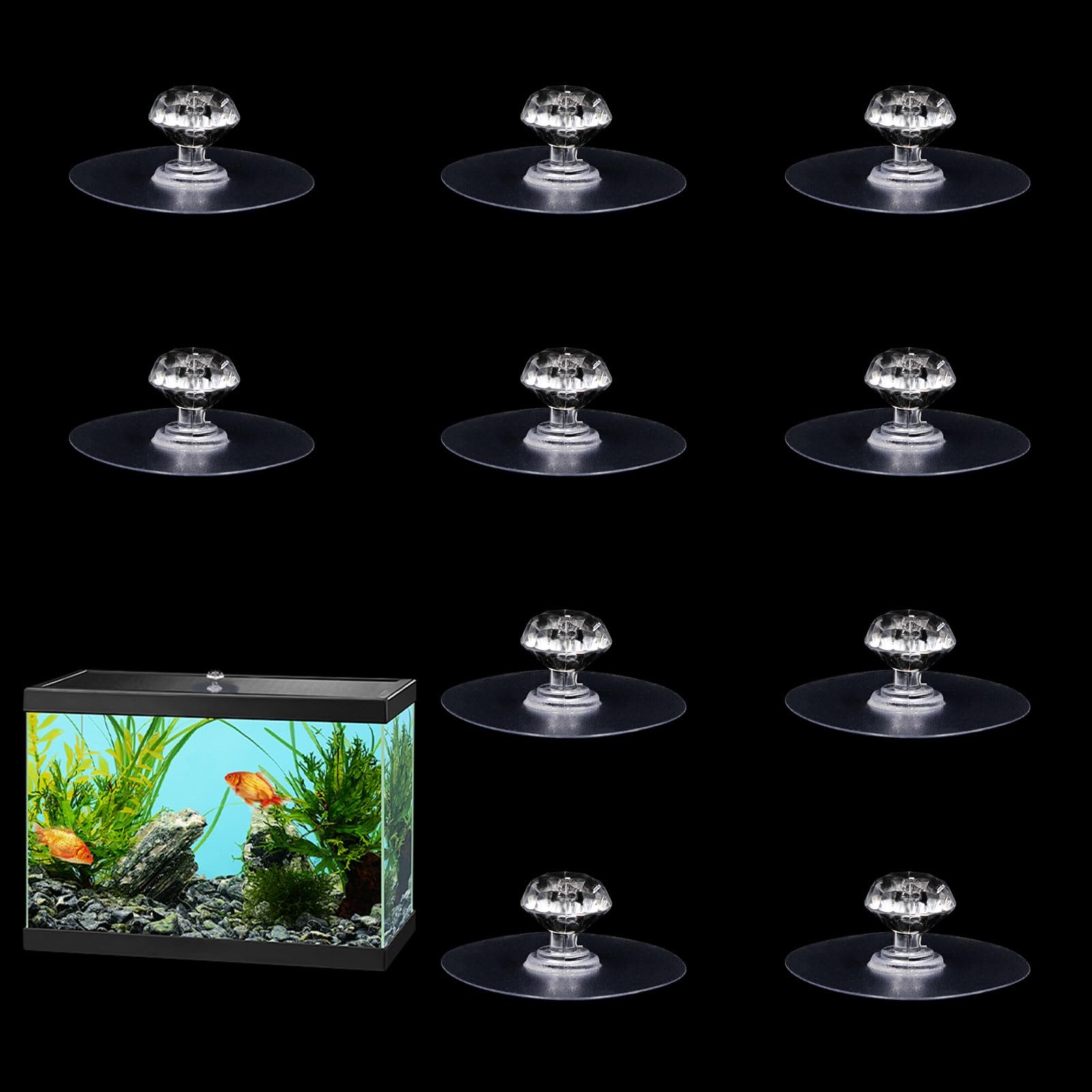 MinrzPet 10 Pcs Aquarium Lid Handle, Acrylic Round Handles with Transparent
