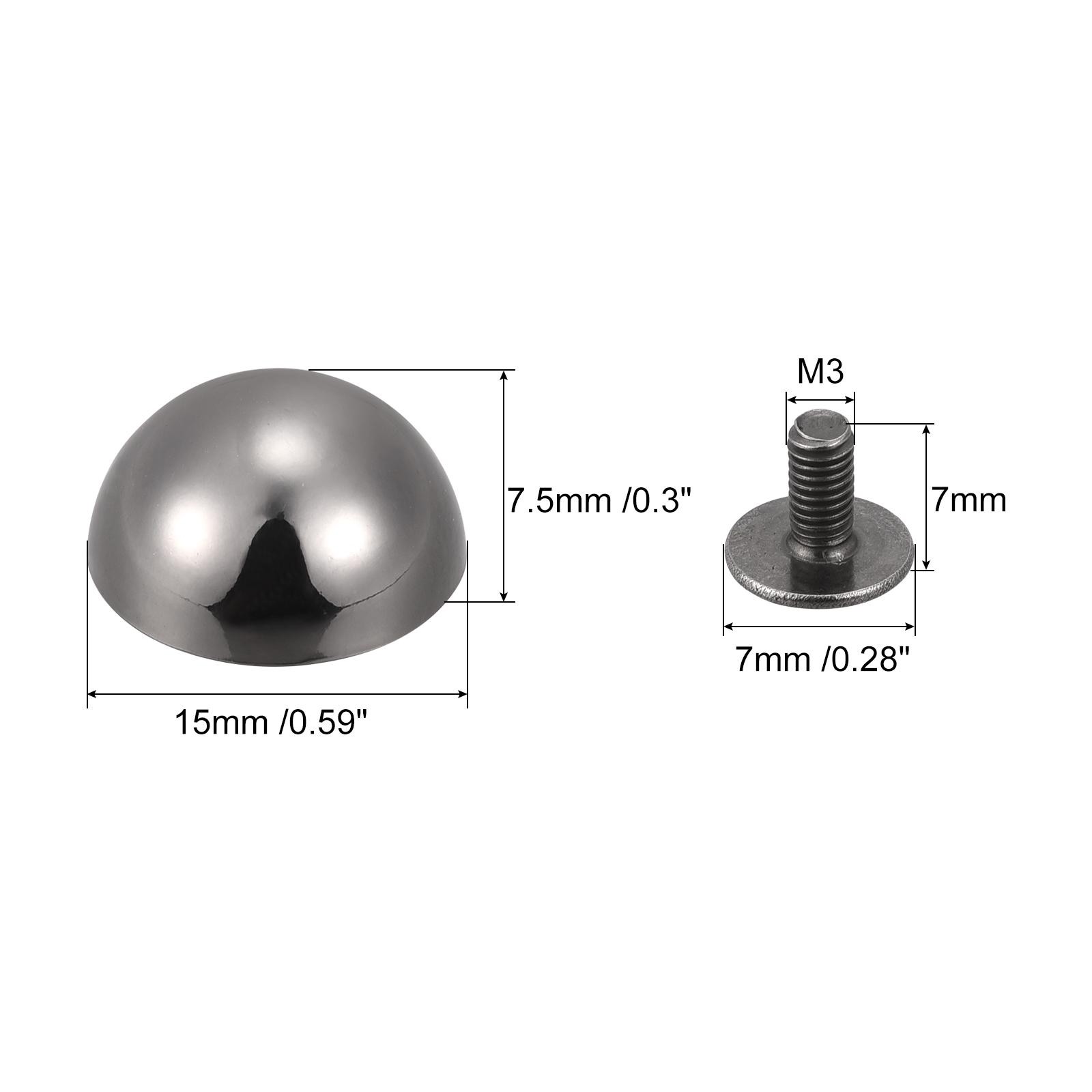 15x7.5mm Screw Back Rivets Round Cable Head Leather Studs Black 20 Sets