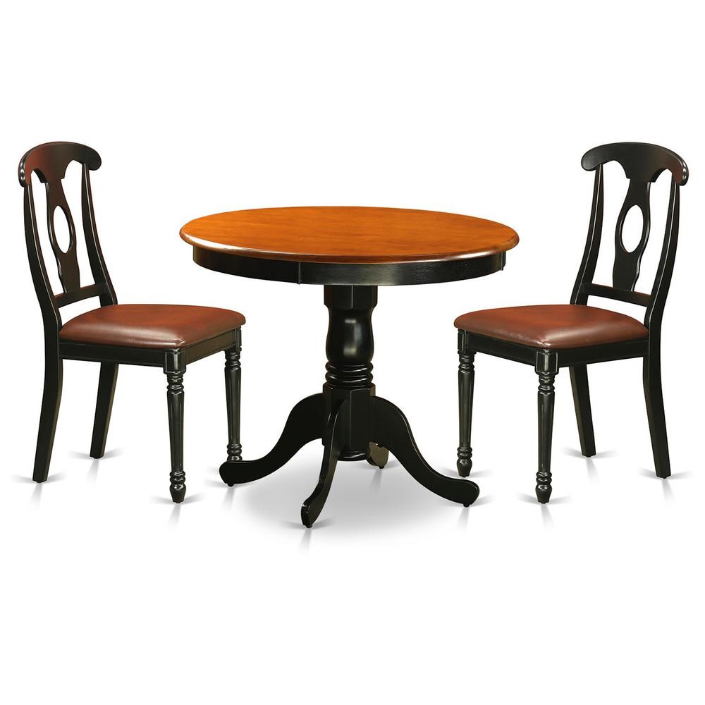 Black  3  Pc  Dining  room  setwith  2  Leather  Chairs
