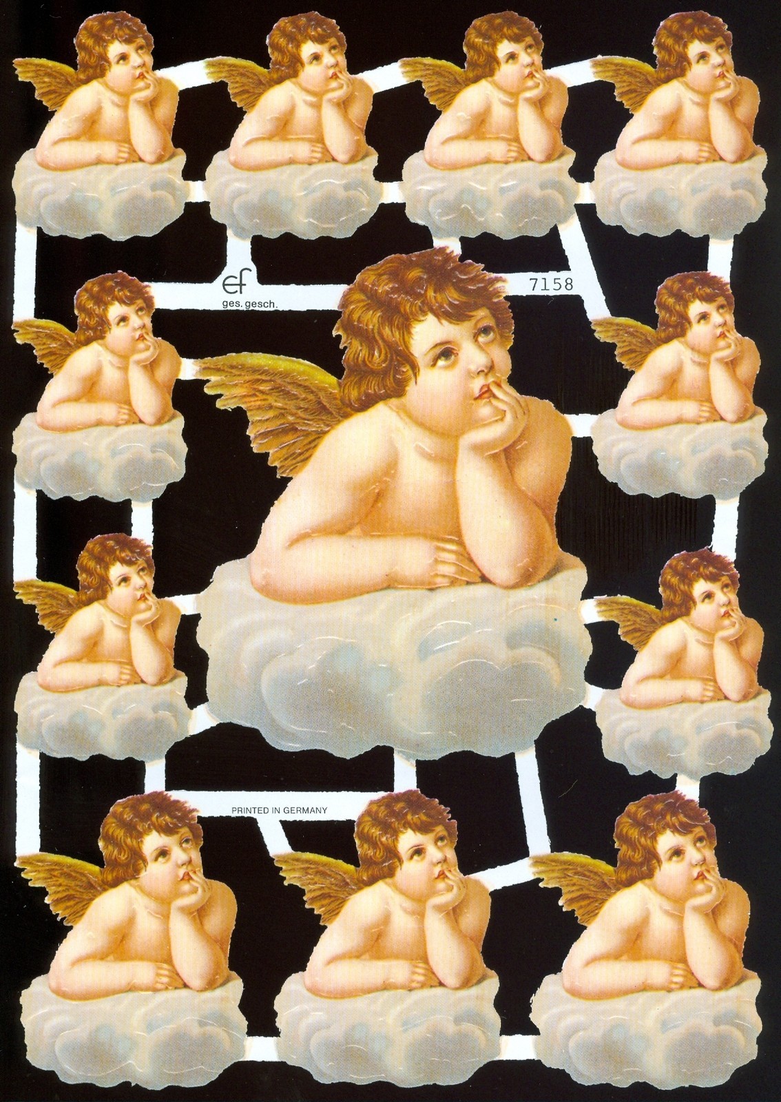 VICTORIAN STYLE DIE CUT PAPER SCRAPS ANGELS ef7158 GERMANY