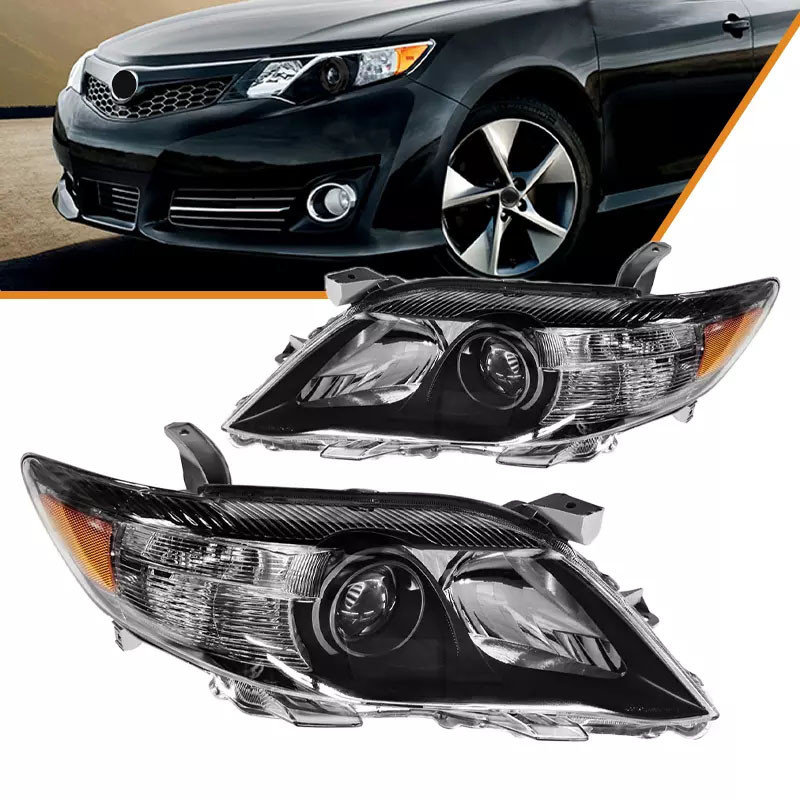 Black Housing Headlights For 2010 2011 Toyota Camry Sedan 4-Door Left+Right