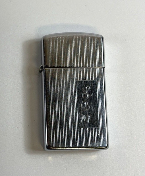 1996 Zippo Slim Pinstripe Lighter Monogrammed LBM