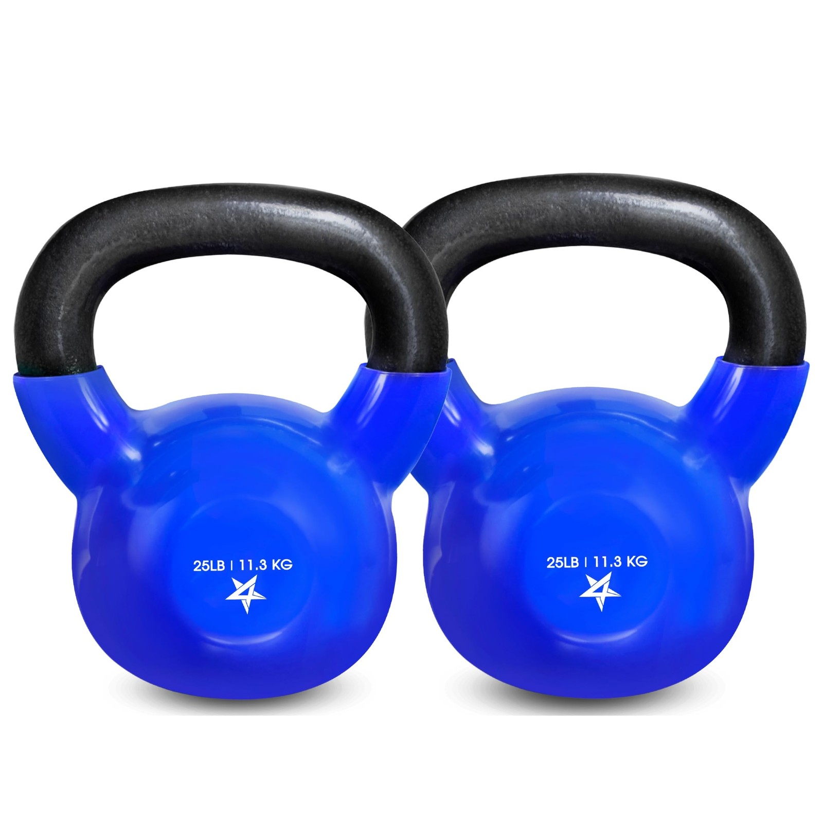 25LB Dark Blue Kettlebell Set of 2 Durable Cast Iron with Smooth Handle