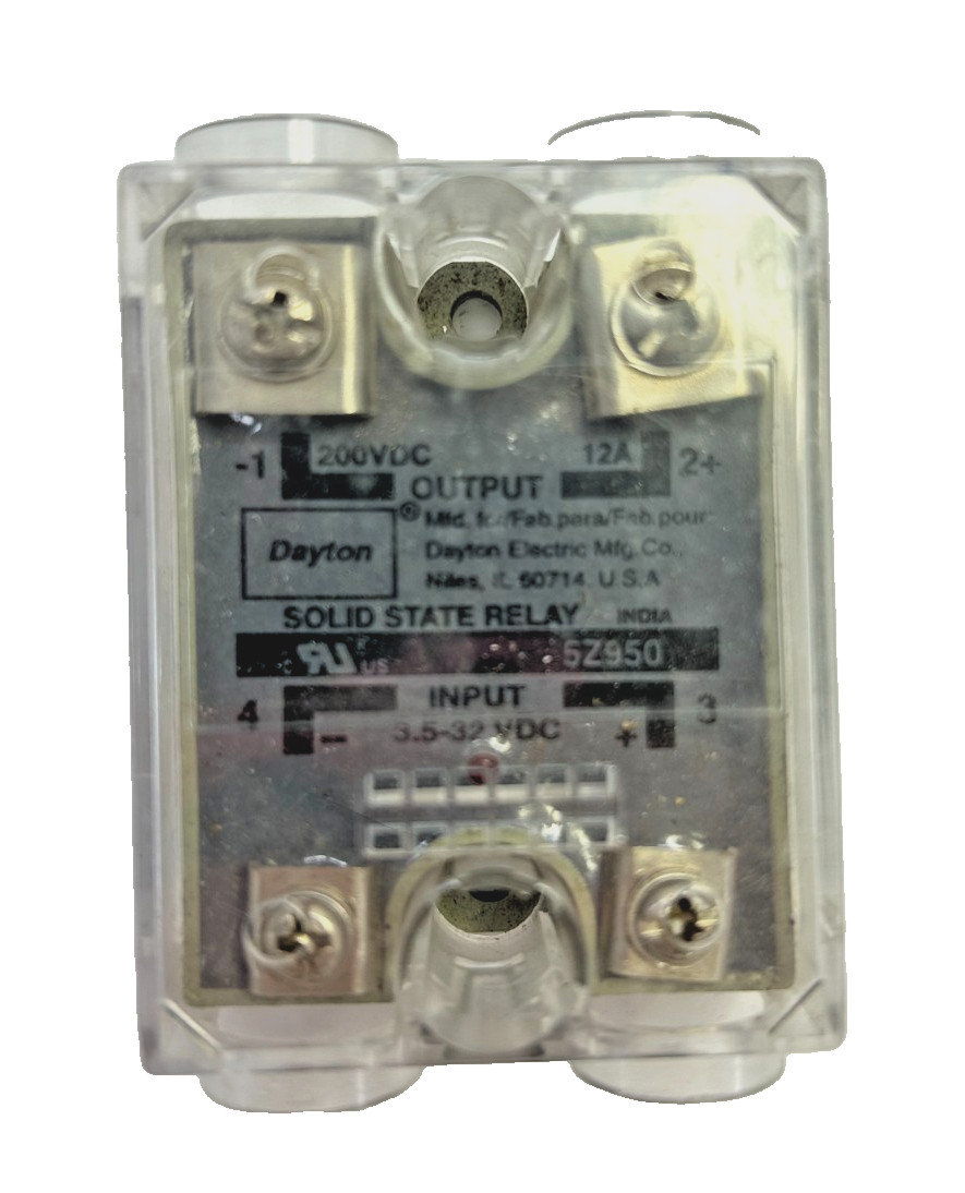 DAYTON SOLID STATE RELAY 5Z950 200VDC 12A OUT 3.5-32VDC IN