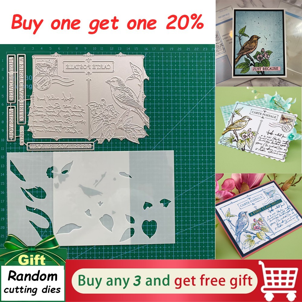 Post Card Hello Dies Hot Foil&Stencil Sets,Scrapbooking Album Embossing Crafts