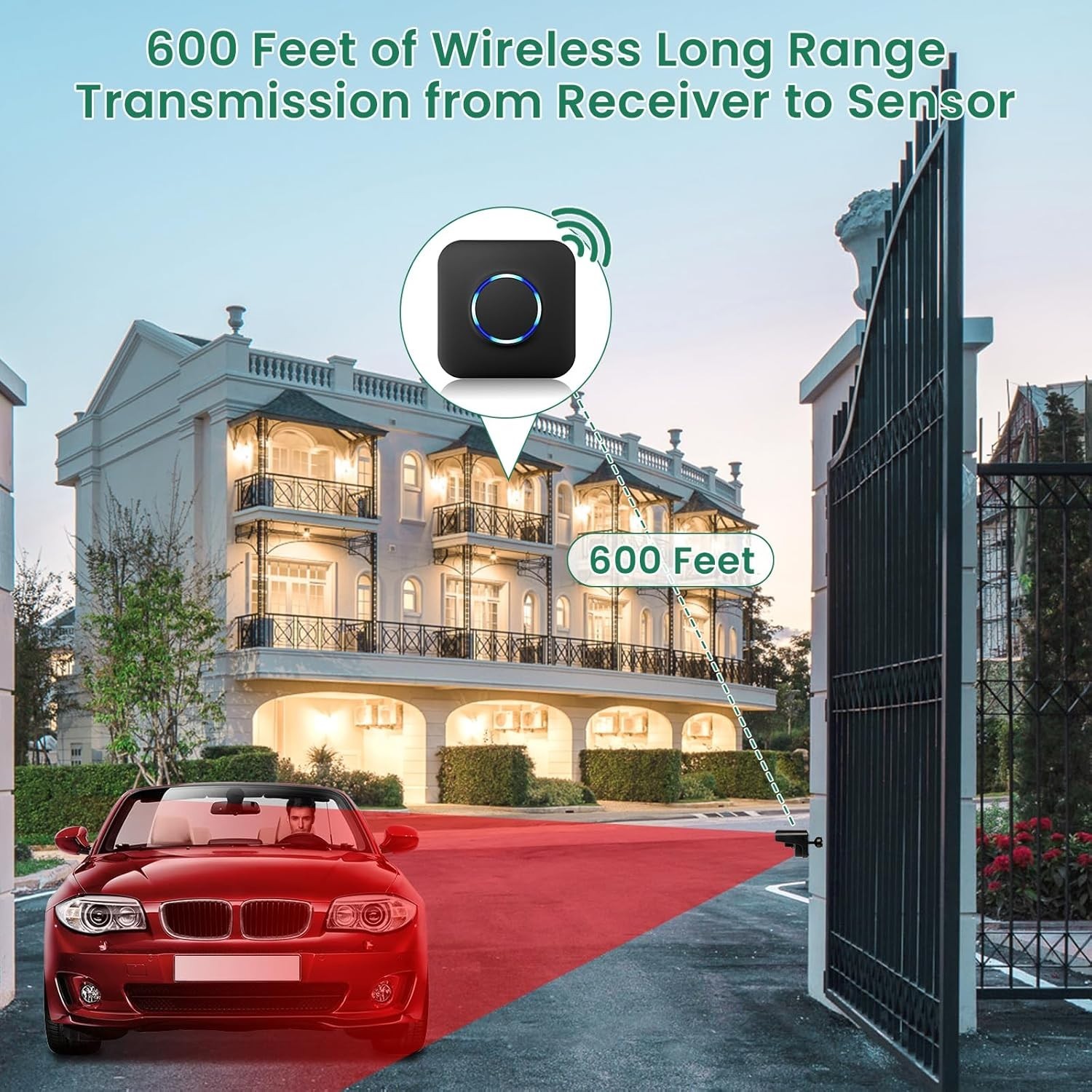 Driveway Alarm Motion Sensor, Bistee 600FT Range Wireless Driveway Alarm Outd...