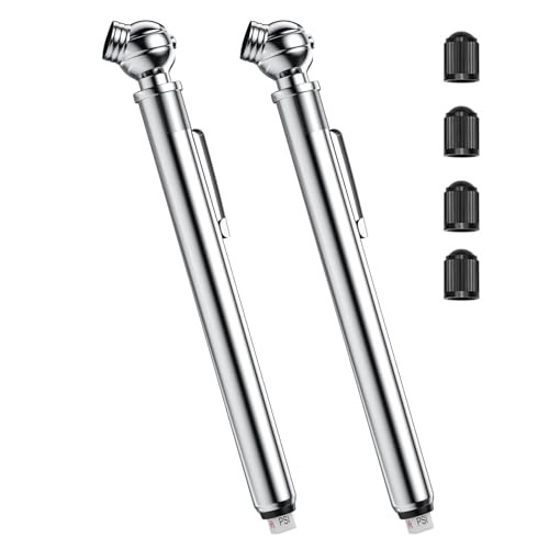 Pencil Tire Pressure Gauge 2 Pack, 10-75PSI Air Pressure Gauge with Tire Caps,