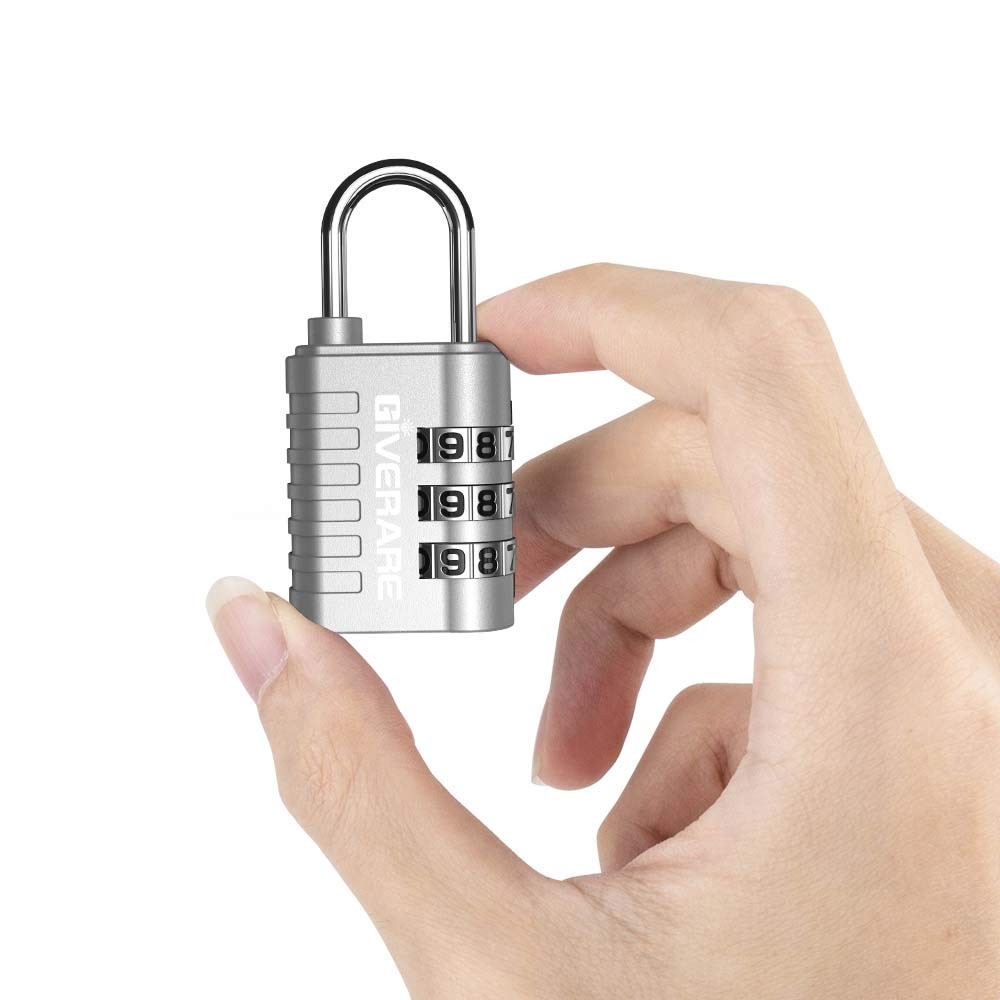 GIVERARE 8 Pack Combination Lock, 3-Digit Padlock Keyless, Resettable Silver
