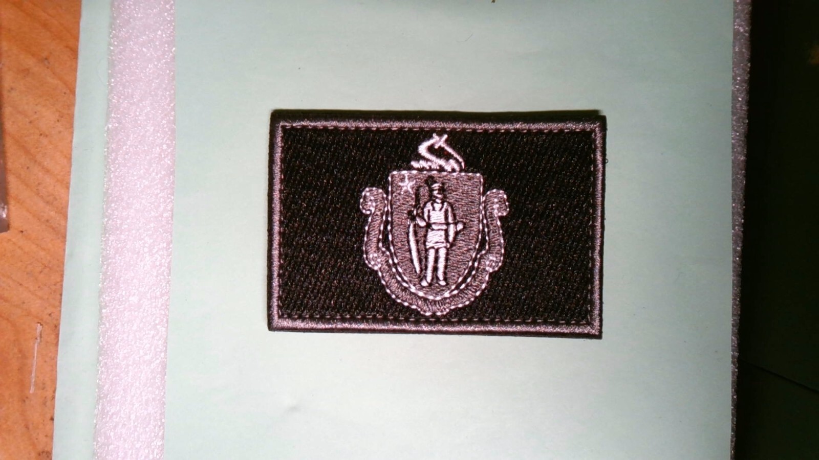 MILITARY PATCH HOOK & LOOP MASSACHUSETTS FLAG BLACK BACKGROUND