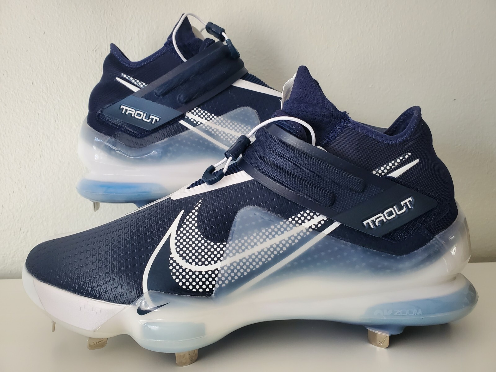 Nike Force Zoom Trout 7 Pro Metal Baseball Cleats White Navy Size 10 CI3134-403