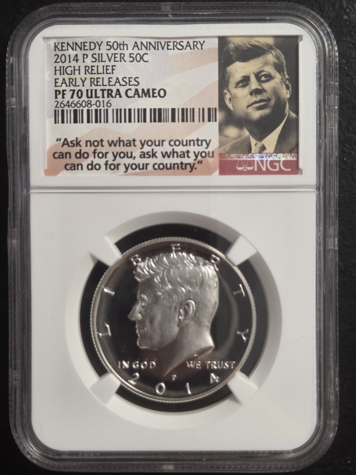 2014 P PROOF SILVER KENNEDY HALF DOLLAR NGC PF70 UCAM EARLY RELEASES QUOTE LABEL